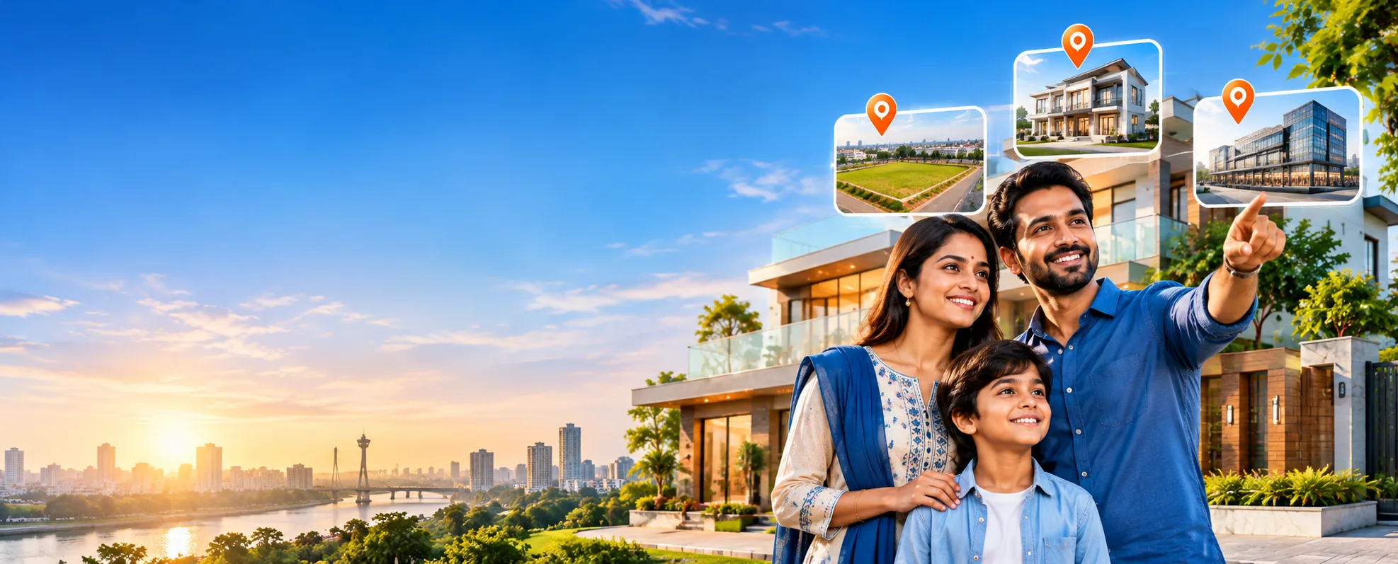 Family exploring verified property options